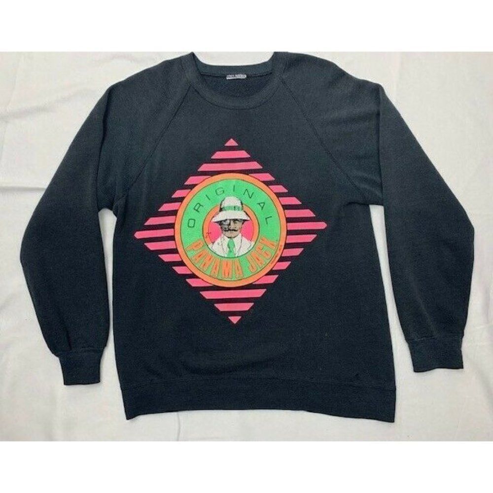 Vintage 80s Original Panama Jack Sweatshirt Black Surf Beach